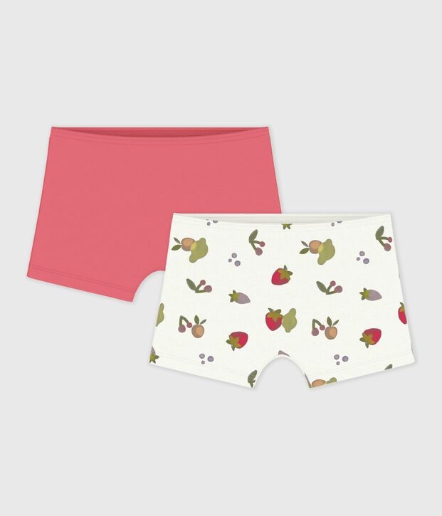 Set di shorty lunghi in cotone con frutti stampati bambina multicolore