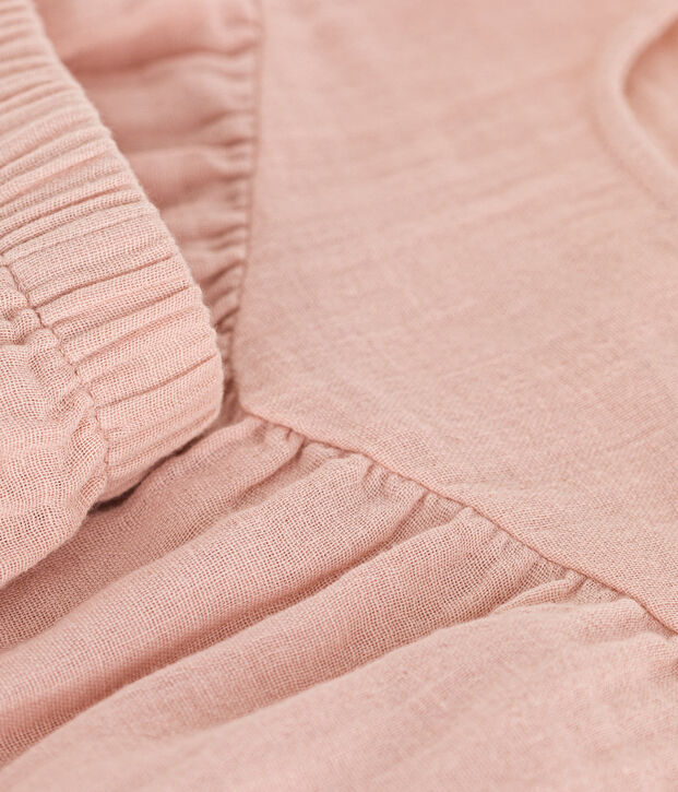 Completo blusa e shorts beb&egrave; in garza di cotone rosa