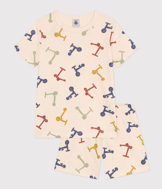 Pigiama short fantasia monopattino in cotone bambino bianco AVALANCHE/ MULTICO