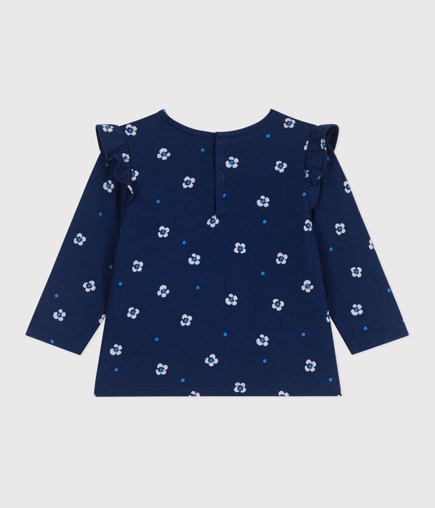 Blusa a maniche lunghe in cotone con stampa a fiori neonato blu/multicolore
