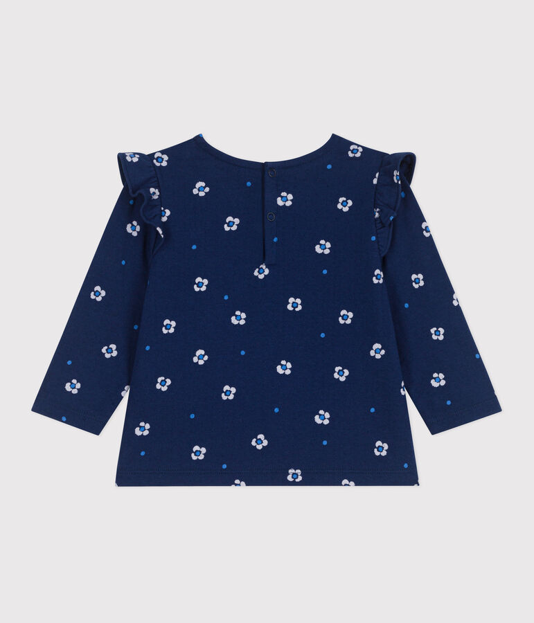 Blusa a maniche lunghe in cotone con stampa a fiori neonato blu/multicolore
