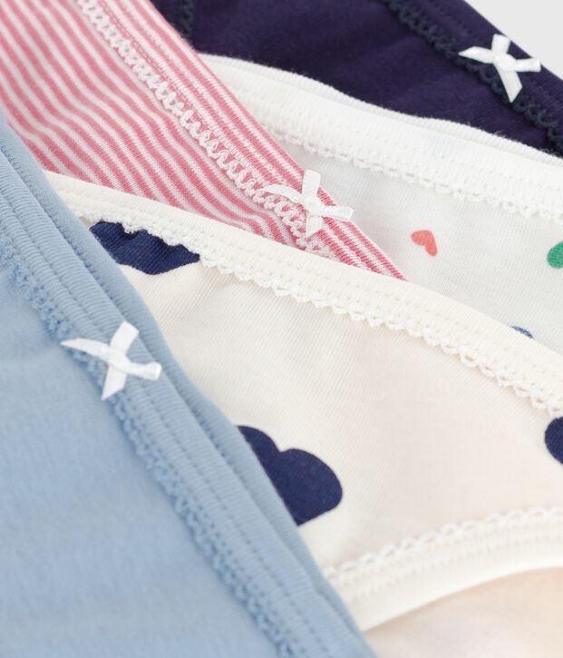 Set di slip in cotone con cuori stampati bambina multicolore