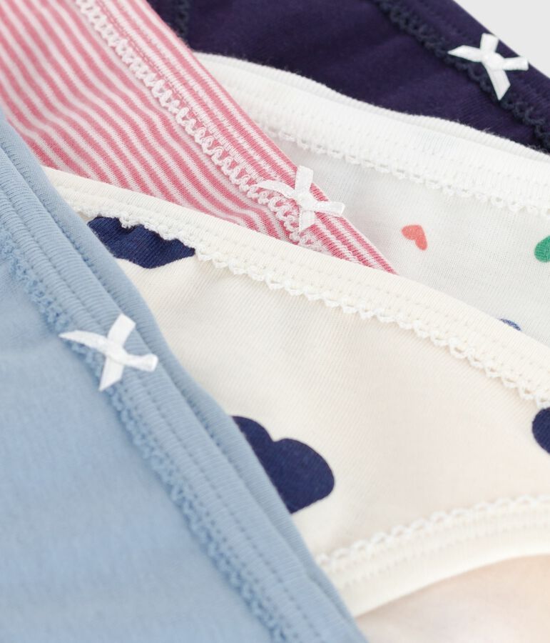 Set di slip in cotone con cuori stampati bambina multicolore