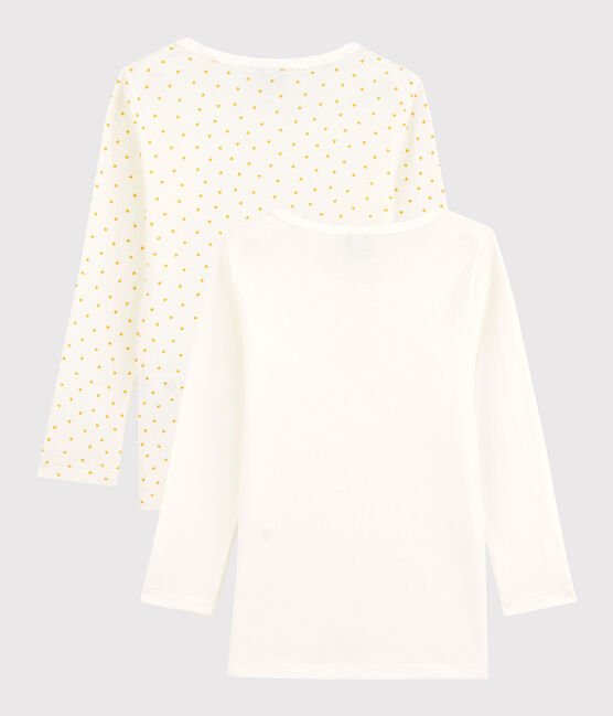 Confezione da 2 t-shirt bambina maniche lunghe a cuori in cotone variante 1