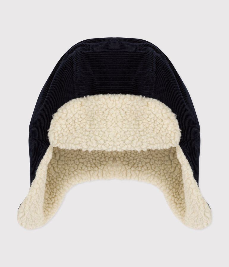 Colbacco in misto velluto e sherpa bambino blu