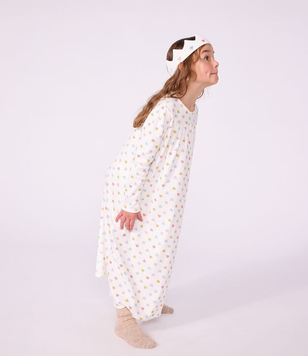 Camicia da notte travestimento da principessa con coroncina in cotone bambina bianco/multicolore