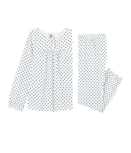 Pigiama bambina a costine bianco MARSHMALLOW/blu CONTES
