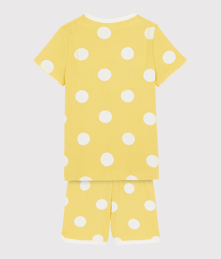 Pigiama bambino corto a pois a costine giallo/bianco