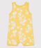 Tutina corta bebè Hawaii in cotone giallo ORGE/bianco MARSHMALLOW