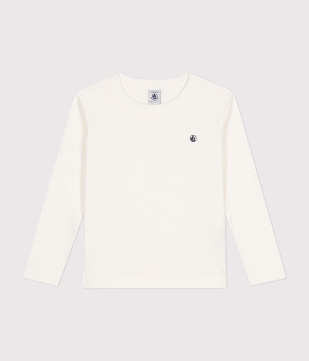 T-shirt a maniche lunghe a costine bambina/bambino bianco