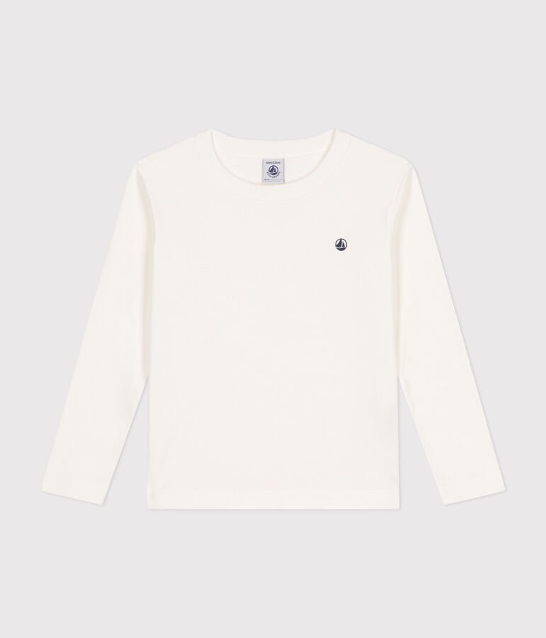 T-shirt a maniche lunghe a costine bambina/bambino bianco