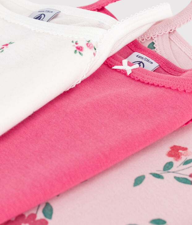 Set di canotte con spalline in cotone con stampa a fiori multicolore