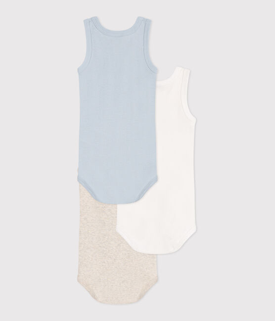 Set da 3 body senza maniche in cotone tinta unita neonato variante 1
