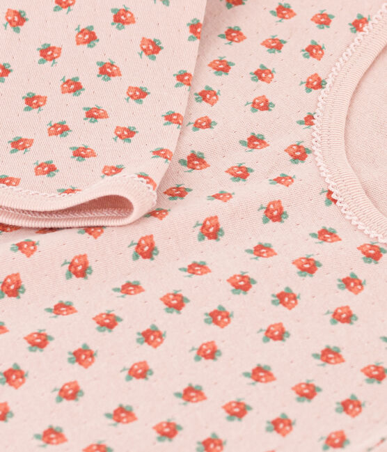Camicia da notte fiore bambina in tubique rosa SALINE/bianco MULTICO