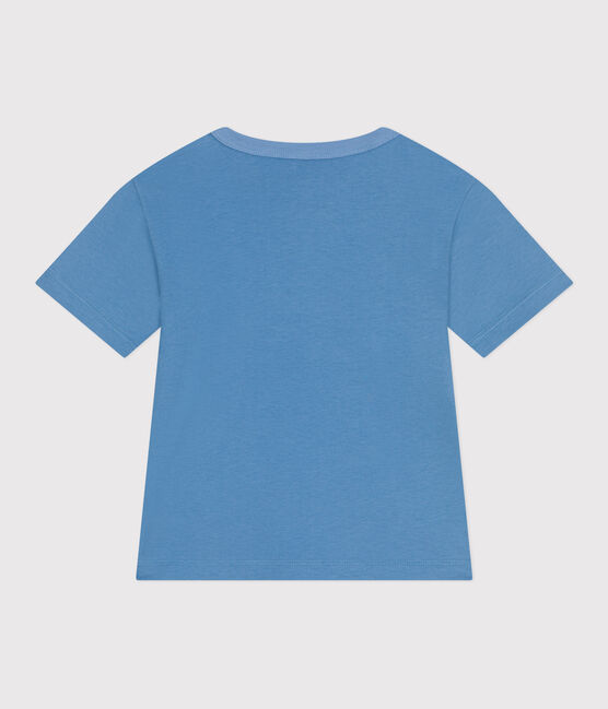 T-shirt a maniche corte in cotone con stampa bambino blu ALASKA