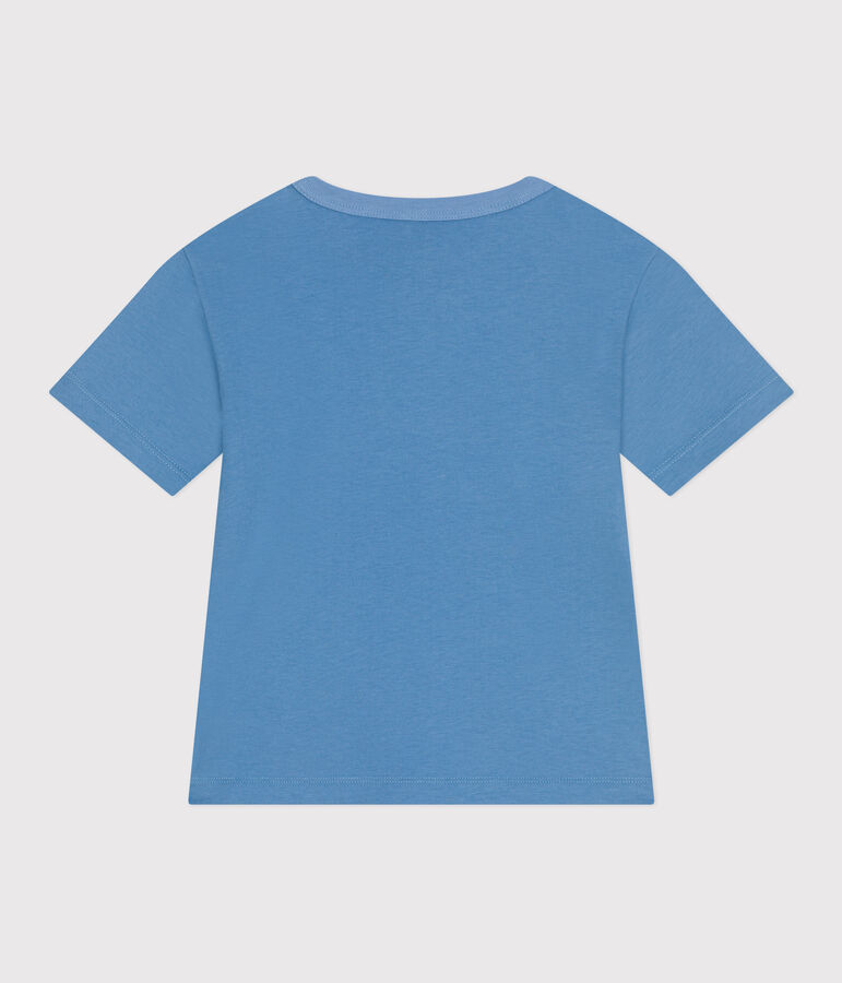 T-shirt a maniche corte in cotone con stampa bambino blu