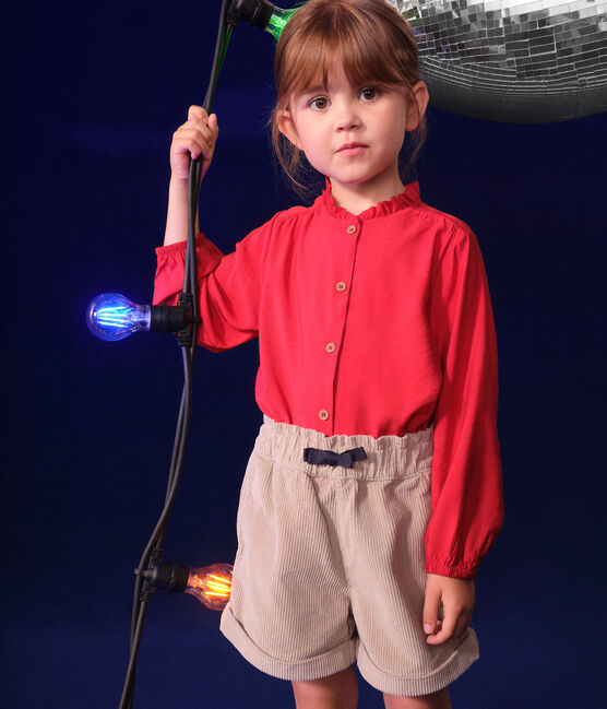 Blusa a maniche lunghe in tela bambina rosso AURORA
