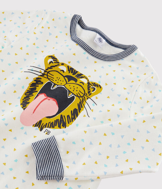 Pigiama bambino motivo tigre a costine bianco MARSHMALLOW/bianco MULTICO