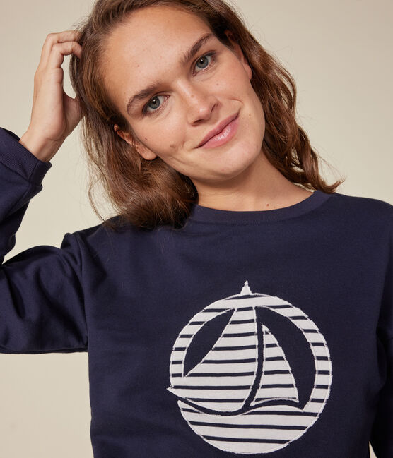 Maglia in tessuto felpato donna blu SMOKING