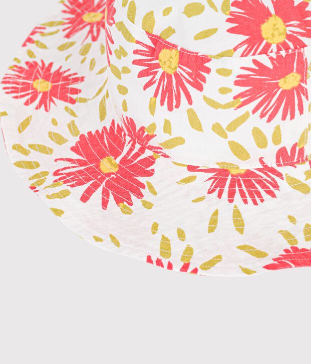 Cappellino in popeline con stampa a fiori bambina bianco/multicolore