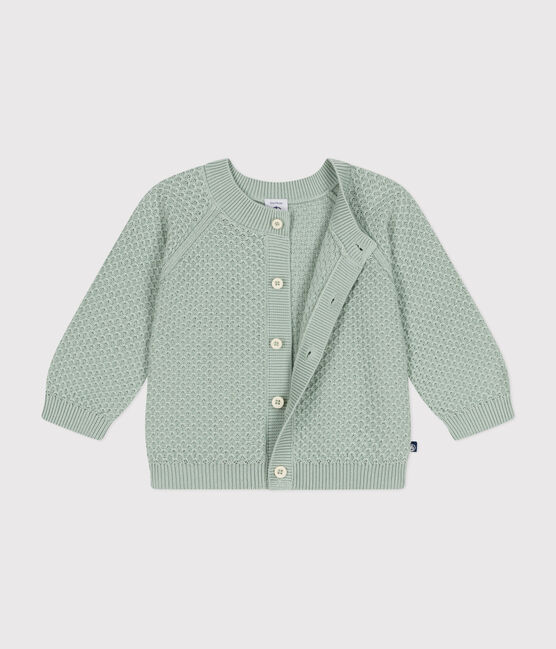 Cardigan in tricot di cotone bebè verde HERBIER