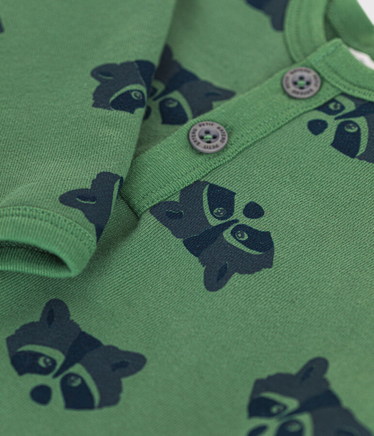 Tutina lunga in tessuto felpato neonato verde/multicolore