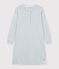 Camicia da notte con collo alla coreana in cotone a righe donna grigio/bianco