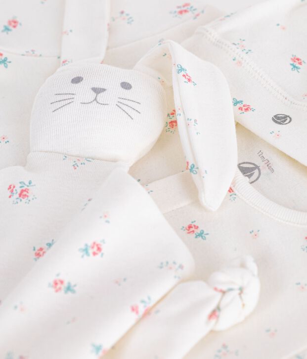 Confezione regalo nascita in cotone con stampa a fiori multicolore