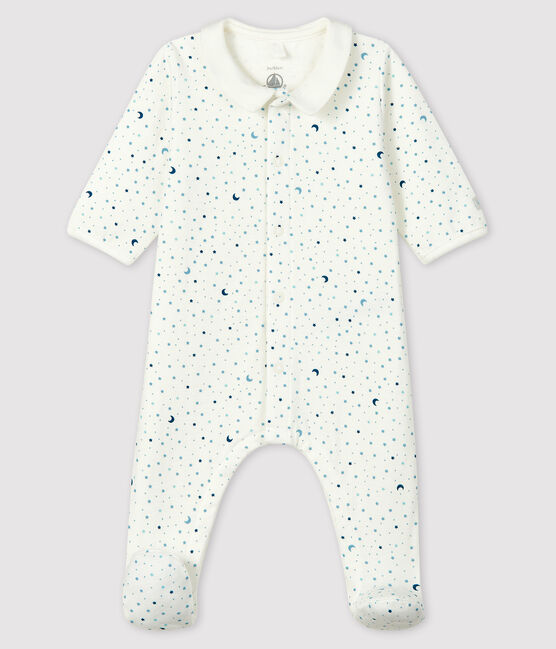 Pigiama tutina notte stellata bimbo in tessuto tubico bianco MARSHMALLOW/bianco MULTICO