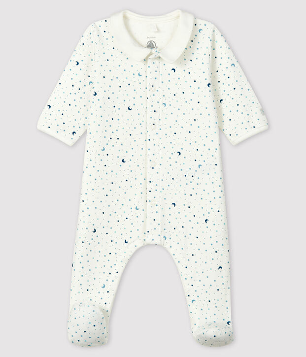 Pigiama tutina notte stellata bimbo in tessuto tubico bianco/multicolore