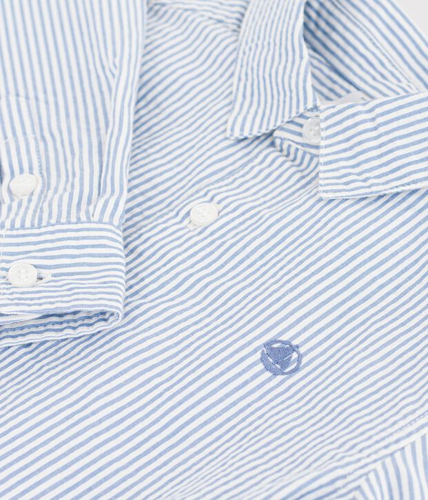 Camicia in cotone a righe bambino blu/blu