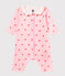Bodyjama senza piedi bebè femmina a costina 1x1 fantasia rosa VIENNE/bianco MULTICO