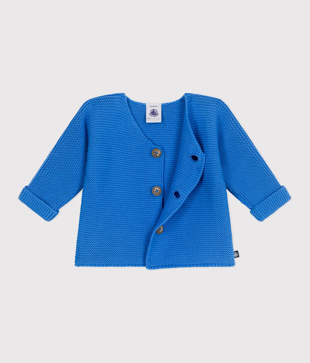 Cardigan in maglia di cotone a punto legaccio neonato blu
