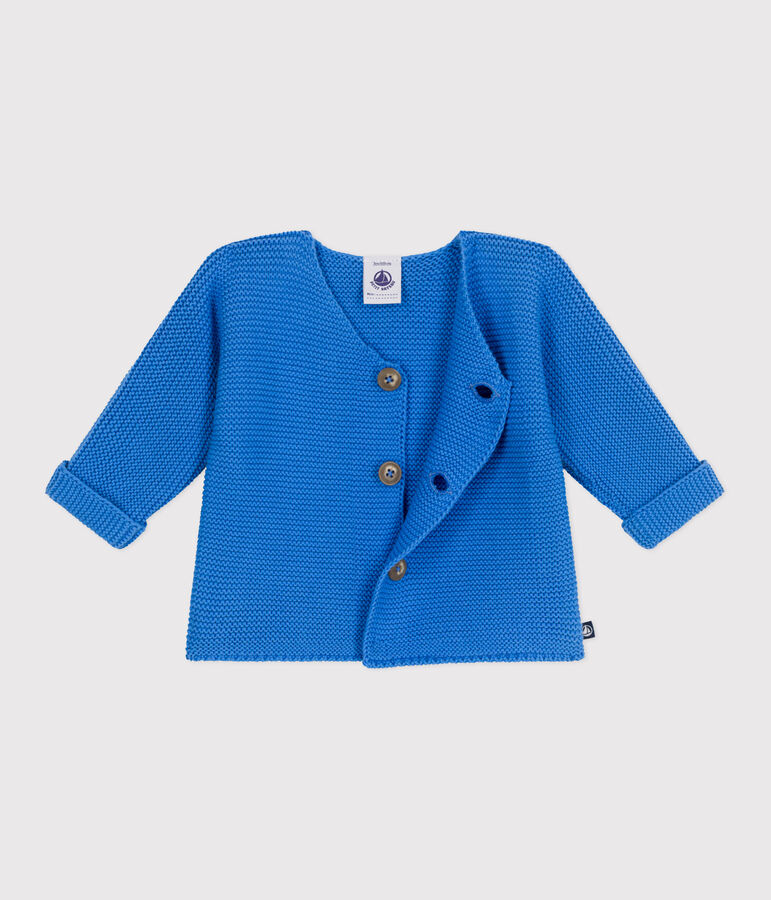 Cardigan in maglia di cotone a punto legaccio neonato blu