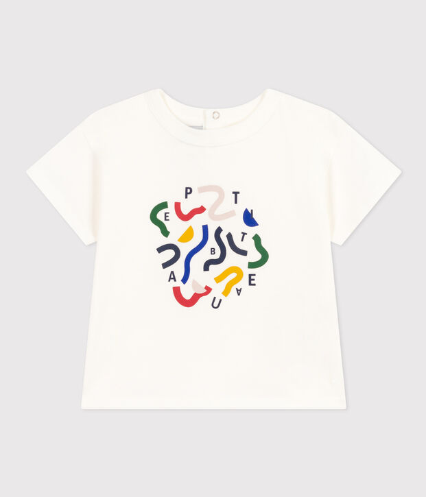 T-shirt a maniche corte in jersey leggero beb&egrave; bianco