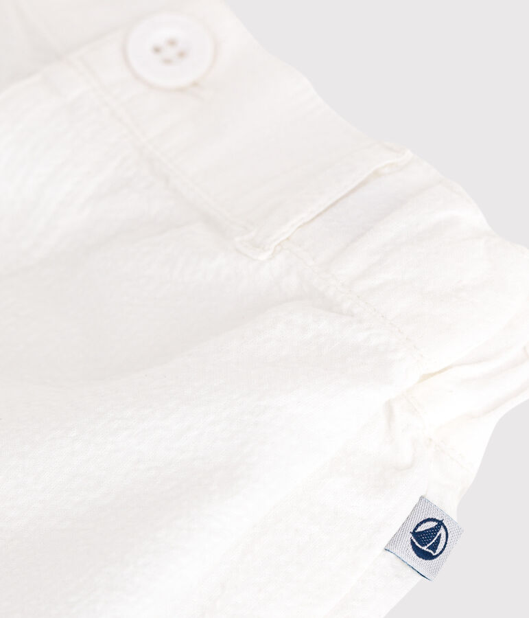 Shorts in seersucker a righe neonato bianco