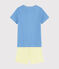 Pigiama corto limone bambino in cotone blu EDNA/ecru MULTICO