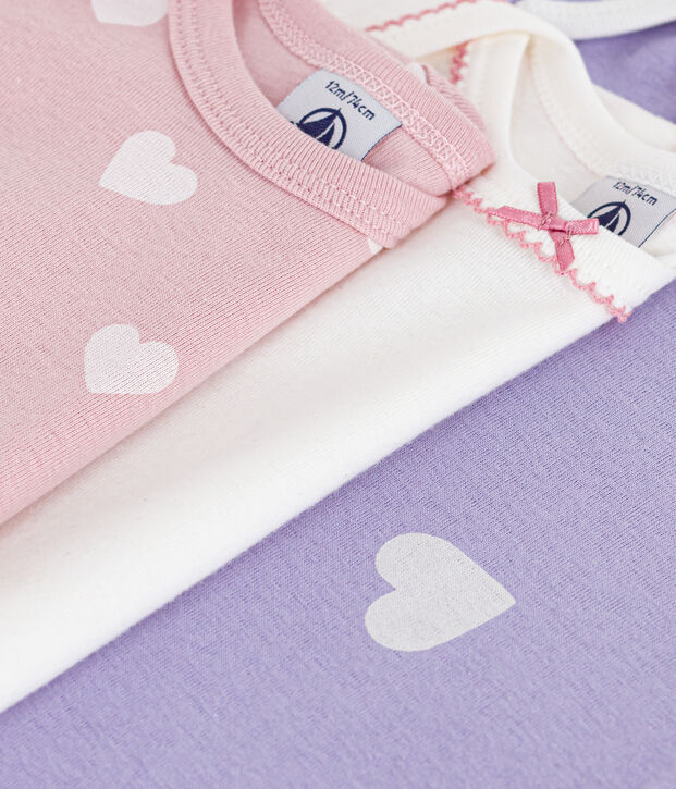 Set di body a maniche lunghe in cotone con stampa a cuori neonato multicolore