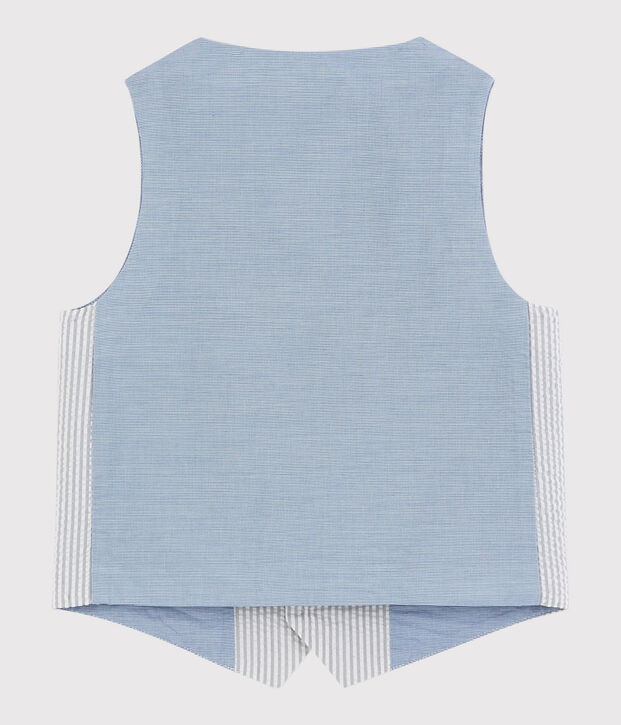Gilet senza maniche in seersucker bambino grigio/bianco