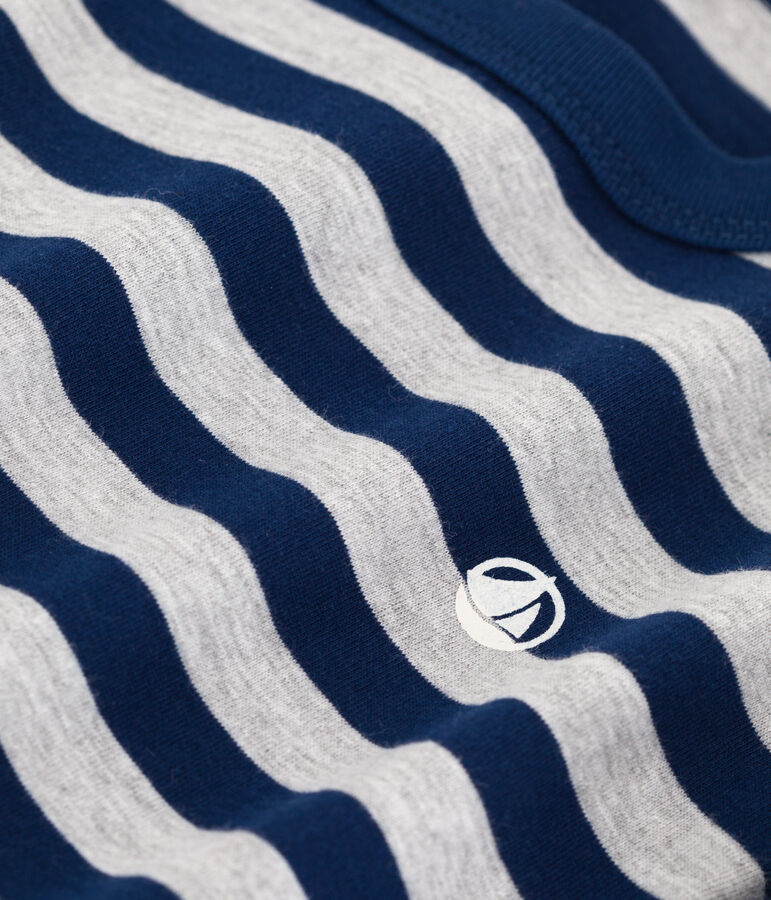 T-shirt bambino a maniche lunghe in cotone blu/grigio