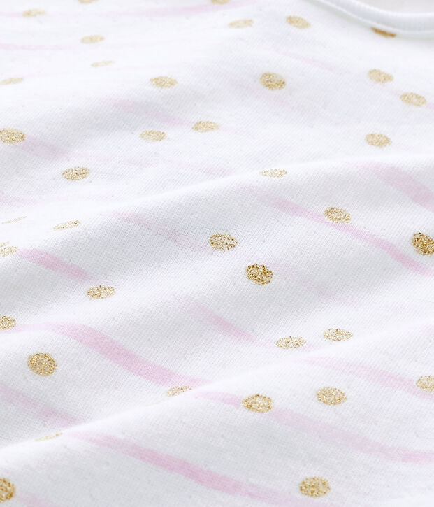 Tutina beb&egrave; bambina in tubique rigata bianco/rosa/giallo