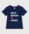 T-shirt a maniche corte in cotone con stampa bambino unisex blu MEDIEVAL