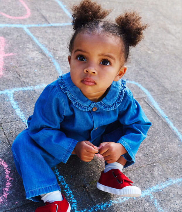 Blusa in denim leggero neonato blu