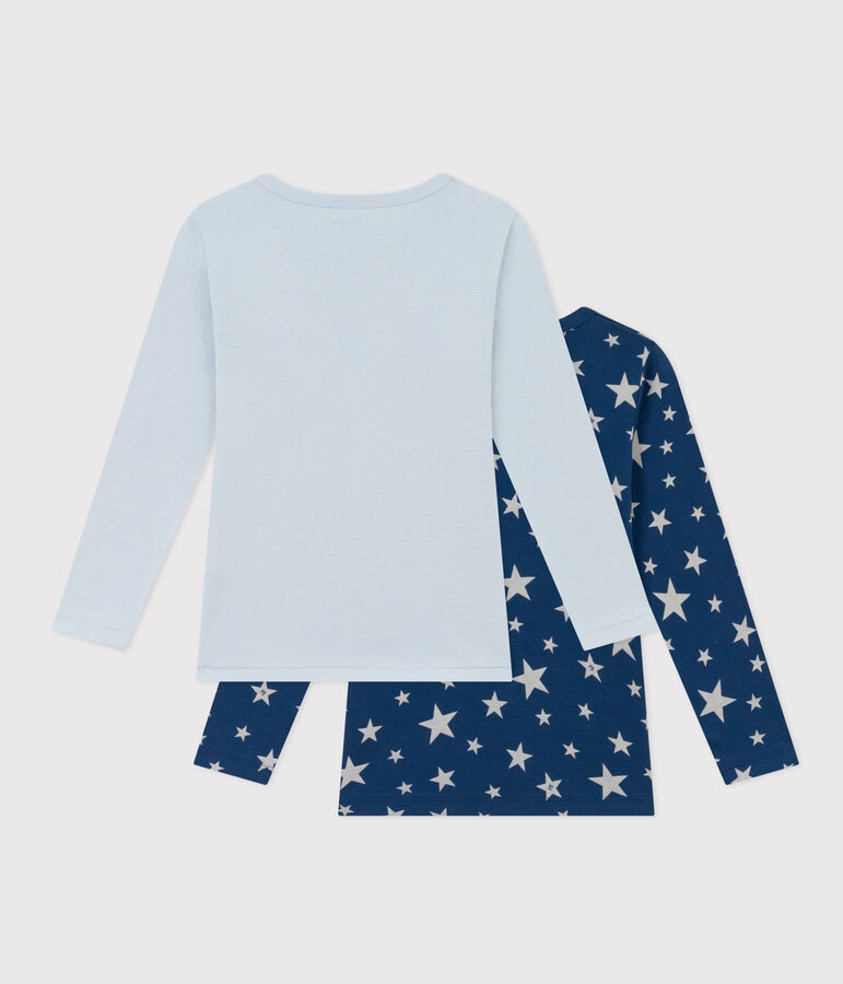 Confezione 2 t-shirt in cotone a maniche lunghe bambino motivo stella multicolore