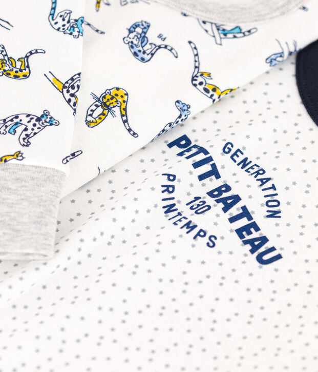 Confezione da 2 pigiami bambino unisex in cotone motivo stelle e felini multicolore