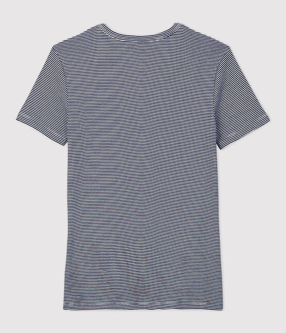 T-shirt L'ICONIQUE scollo a V in cotone da donna blu SMOKING/bianco MARSHMALLOW