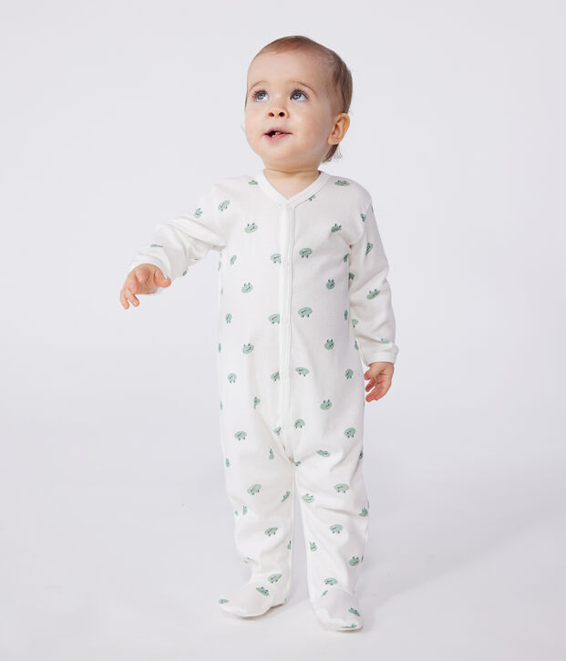 Pigiama in cotone con rane neonato bianco/multicolore