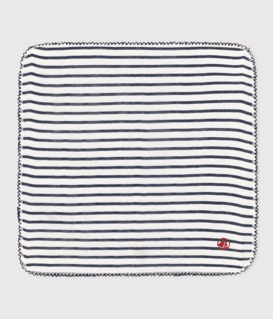 FAZZOLETTO MARINIÈRE BEBÈ IN GARZA DI COTONE bianco MARSHMALLOW/blu SMOKING