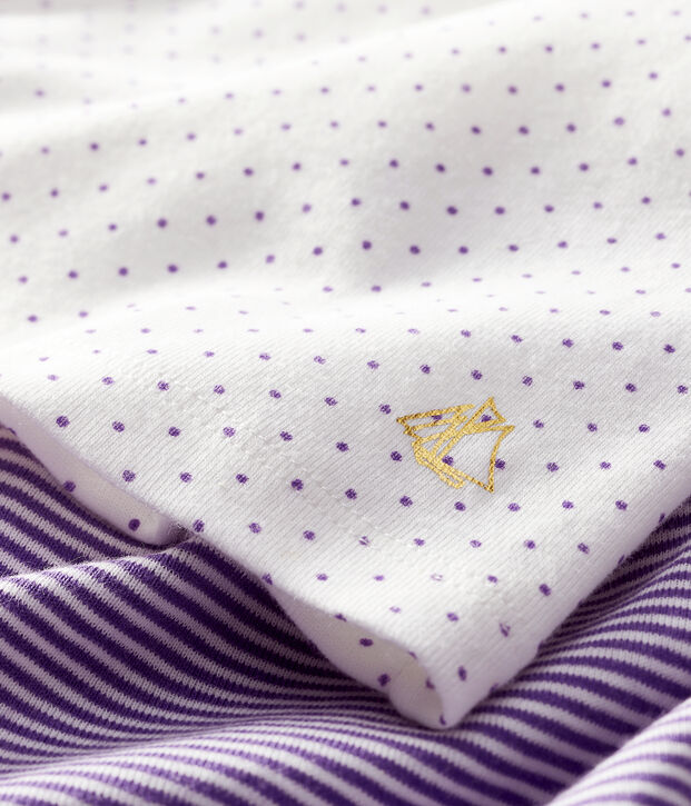 Completo due pezzi beb&egrave; femmina viola/bianco