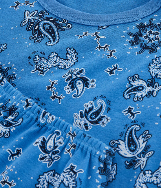 Pigiama corto bandana bambino in cotone biologico blu BRASIER/bianco MULTICO